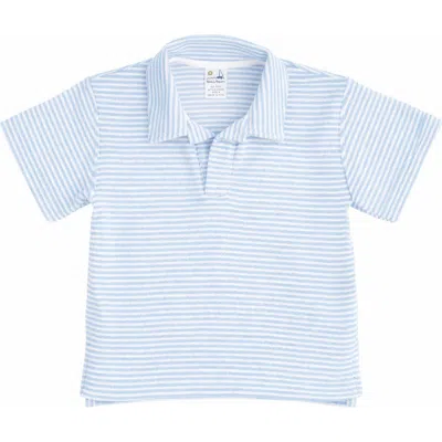 Florence Eiseman Kids'  Stripe Terry Polo In Blue
