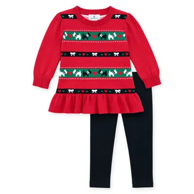 Florence Eiseman Kids'  Sweater Tunic Set With Scotty Dogs, Bows, & Hearts In Multi