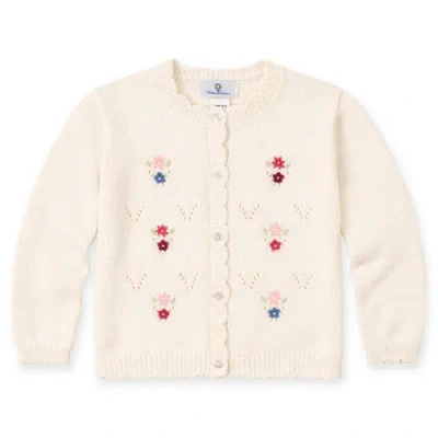 Florence Eiseman Kids'  Sweater With Hand Embroidered Flowers In Neutral