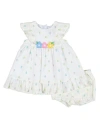 Florence Eiseman Babies'  Textured Lawn Floral Printed Dress With Flowers And Bloomer In Neutral