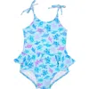 Florence Eiseman Turtle Print Skirted Swimsuit In Blue
