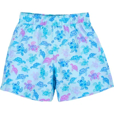 Florence Eiseman Kids'  Turtle Print Swim Trunk In Blue