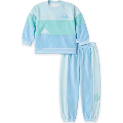 Florence Eiseman Babies'  Velour Knit Set With Cars In Blue Velour