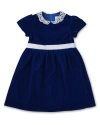 Florence Eiseman Velvet Dress With Lace Collar In Blue