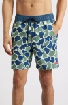 Florence Standard Issue Water Repellent Swim Trunks In Blue Camo