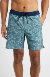 Florence Standard Issue Water Repellent Swim Trunks In Light Sea Blue Camo