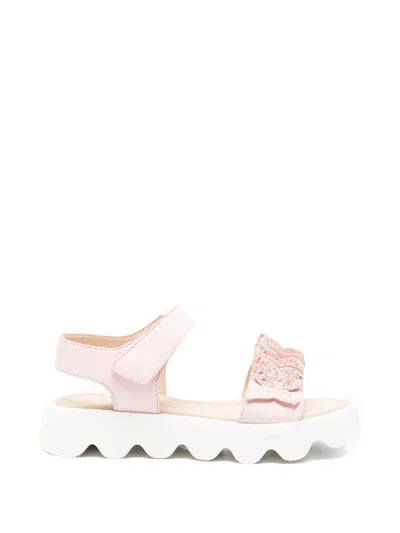 Florens Kids' Butterfly-embellished Leather Sandals In Pink