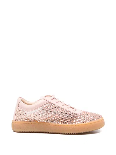 Florens Kids' Embellished Leather Sneakers In Pink