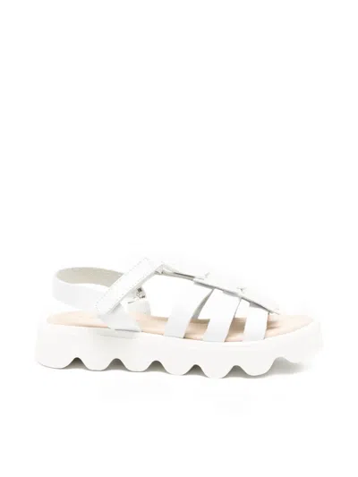 Florens Kids' Glitter Applique Leather Sandals In White