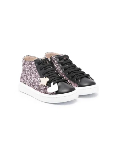Florens Kids' Glitter-detail Lace-up Sneakers In Pink