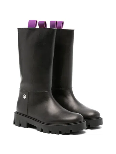 Florens Kids' Leather Boots In Black