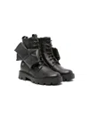 Florens Leather Combat Boots In Black