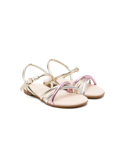 Florens Kids' Metallic-effect Leather Sandals In Pink