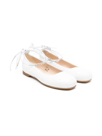Florens Kids' Rhinestone-embellished Ballet Flats In White