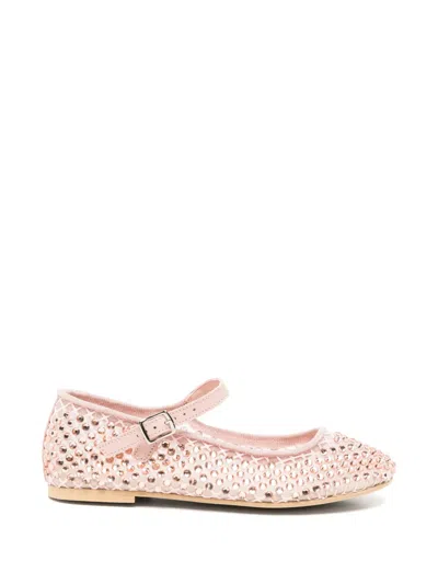 Florens Rhinestone-embellished Buckle Ballet Flats In Pink