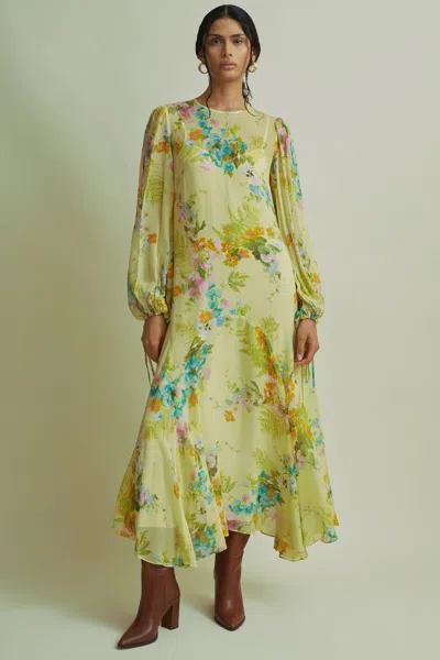 Florere Asymmetric Midi Dress In Pale Green