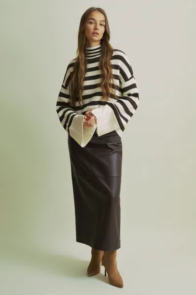Florere Boxy Striped Jumper In Chocolate/ivory