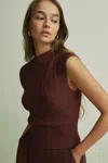 Florere Burgundy Knitted Cropped Vest In Burgundy