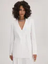 Florere Collarless Double Breasted Blazer In White