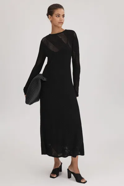 Florere Crochet Midi Dress In Black