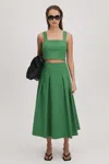 Florere Flared Midi Skirt In Bright Green