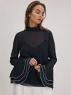 Florere Fluted Cuff Blouse In Blue