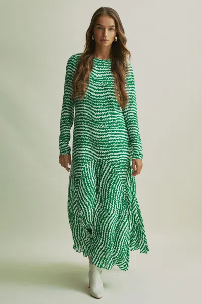 Florere Green Asymmetric Midi Dress