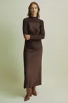 Florere Hybrid Knit Midi Chocolate Dress In Chocolate