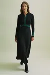 Florere Hybrid Knit Zip-front Midi Black Dress In Black