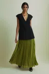 Florere Pleated Maxi Skirt In Khaki