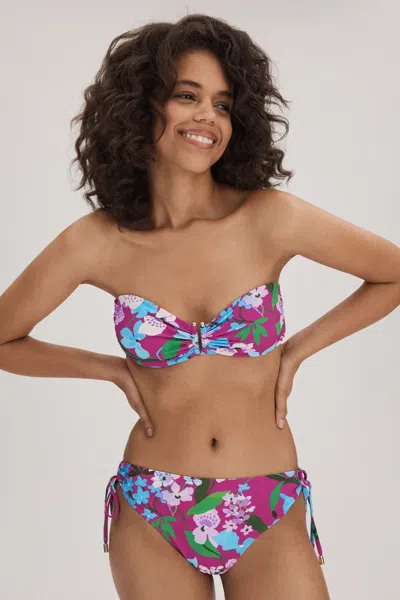 Florere Printed Bandeau Bikini Top In Multi