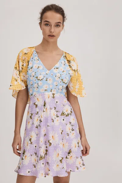 Florere Printed Cape Sleeve Mini Dress In Multi