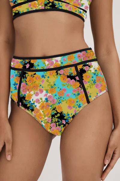 Florere Printed High Rise Bikini Bottoms In Multi