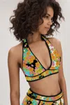 FLORERE FLORERE PRINTED PLUNGE NECK BIKINI TOP