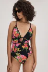 FLORERE FLORERE PRINTED PLUNGE NECK SWIMSUIT