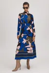 Florere Printed Zip Cuff Midi Dress In Multi