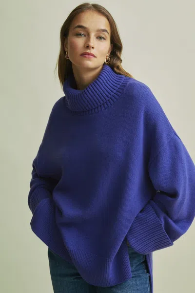 Florere Roll Neck Jumper In Bright Blue