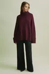 Florere Roll Neck Jumper In Burgundy
