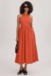 Florere Side Tie Midi Dress In Deep Coral