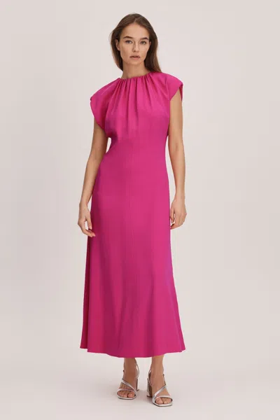 Florere Tie Back Midi Dress In Deep Pink