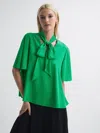 Florere Tie Neck Blouse In Green