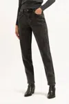 Florez Straight Leg Studded Jeans In Black In Black
