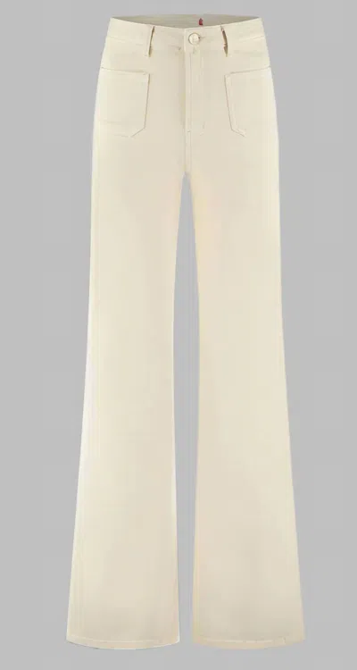 Florez Women's Ana Flared Pocket Jeans In Whisper White In Multi