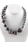Florian Silver Tone Faux Pearl Jumbo Rose Beaded Strand Necklace In Silver