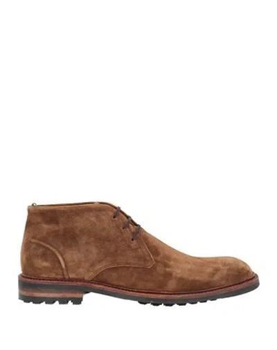 Floris Van Bommel Man Ankle Boots Camel Size 10.5 Leather In Beige