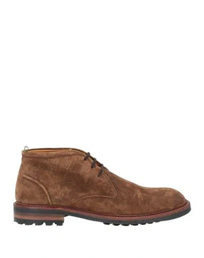 Floris Van Bommel Man Ankle Boots Camel Size 9 Leather In Brown