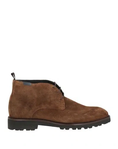 Floris Van Bommel Man Ankle Boots Camel Size 9 Leather In Brown
