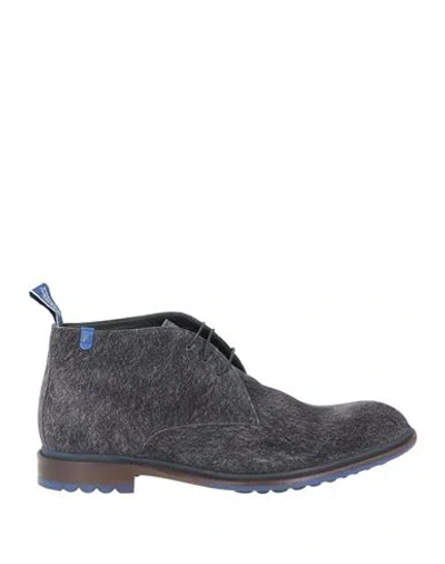 Floris Van Bommel Man Ankle Boots Charcoal Size 9 Leather In Gray