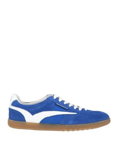 Floris Van Bommel Man Sneakers Bright Blue Size 9 Leather, Textile Fibers