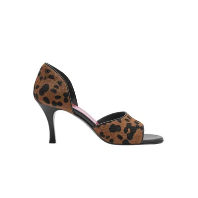 Florrie Women's Black Tatiana Sandal Leopard Calf Hair Sandal In Brown